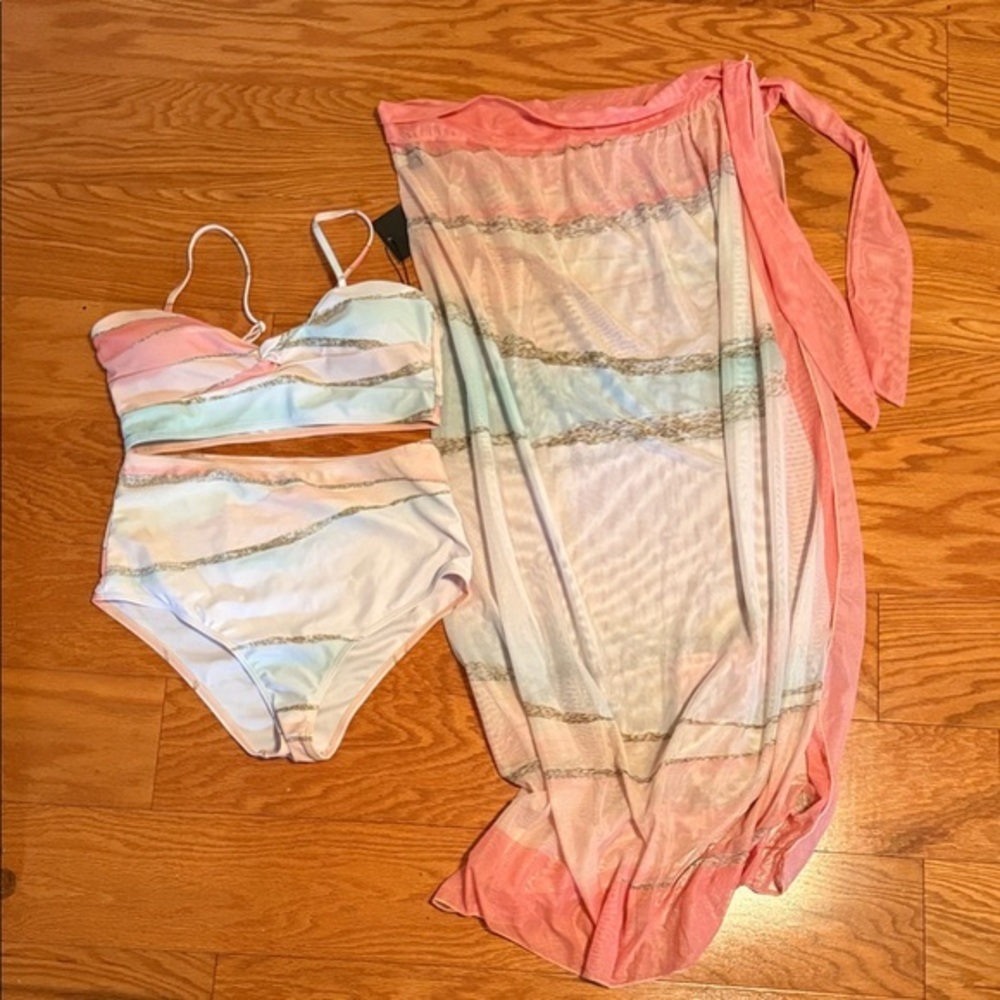 2 Piece Swimsuit with Sarong, NWT, size Small